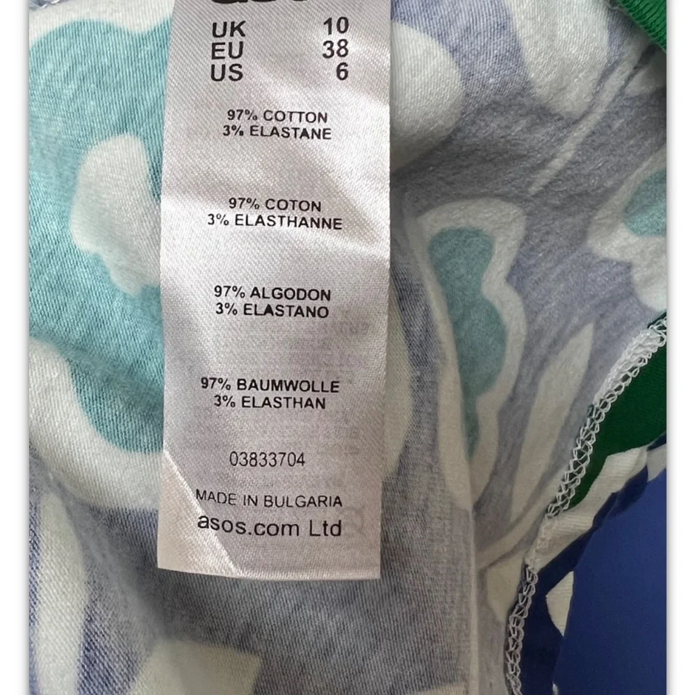 ASOS Tank Dress NWT Blue Green White Shift Floral Sleeveless Summer Size 6